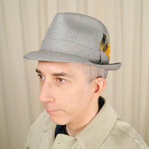 Vintage 1950s Grey Plaid Trilby Hat Cats Like Us