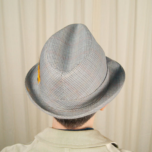 Vintage 1950s Grey Plaid Trilby Hat Cats Like Us