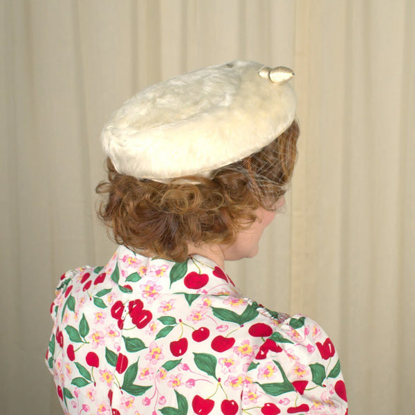 Vintage 1950s Ivory Faux Fur Hat Cats Like Us