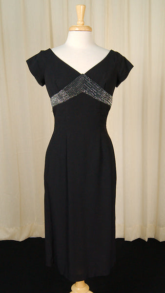 Vintage 1950s LBD with Silver Bow Dress Cats Like Us