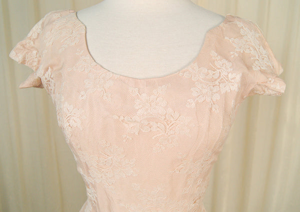 Vintage 1950s Lace Overlay Bow Dress Cats Like Us