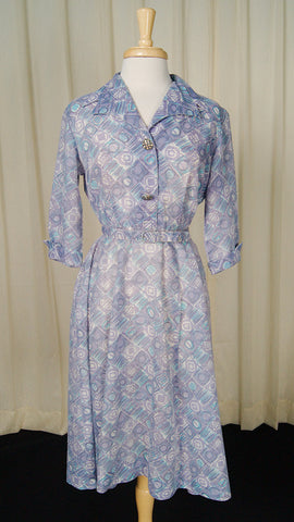 Vintage 1950s Lavender Shirt Dress Cats Like Us