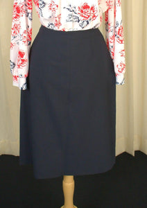 Vintage 1950s Navy Blue A-line Skirt Cats Like Us