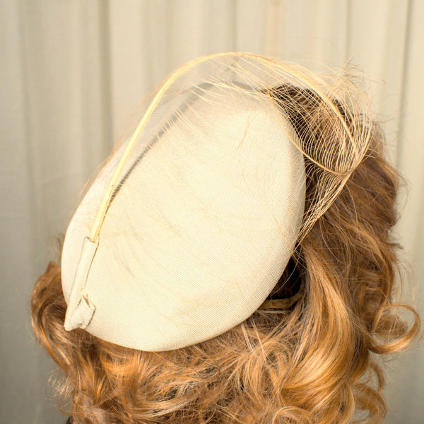 Vintage 1950s Off White Feather Hat Cats Like Us