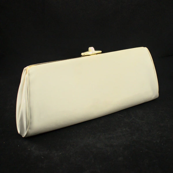 Vintage 1950s Off White Patent Clutch Cats Like Us