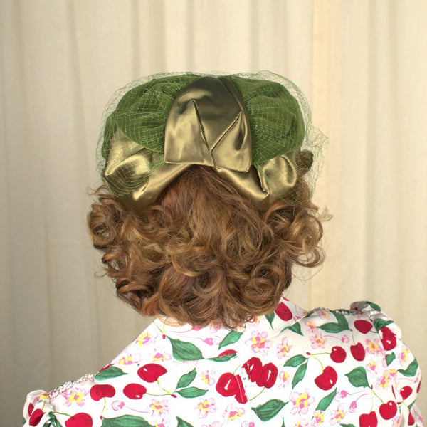 Vintage 1950s Olive Green Crescent Hat Cats Like Us