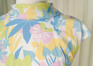 Vintage 1950s Pastel Jungle Shift Dress Cats Like Us