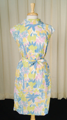 Vintage 1950s Pastel Jungle Shift Dress Cats Like Us