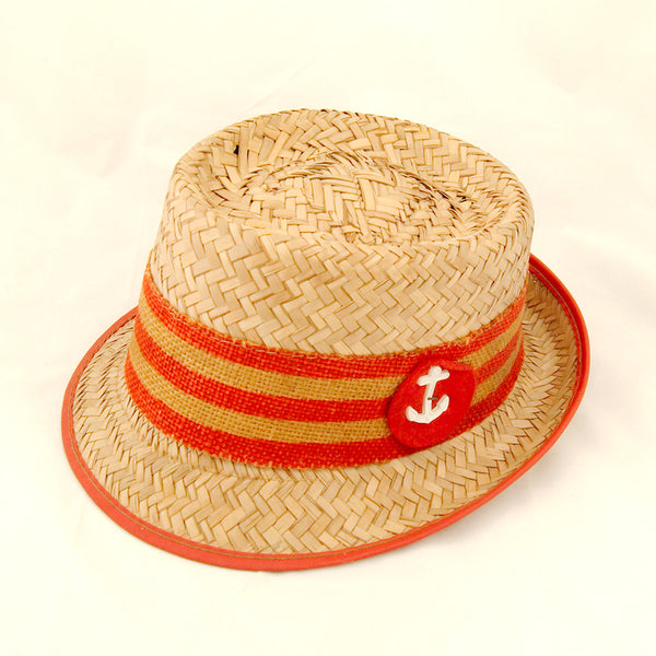 Vintage 1950s Straw Anchor Hat Cats Like Us