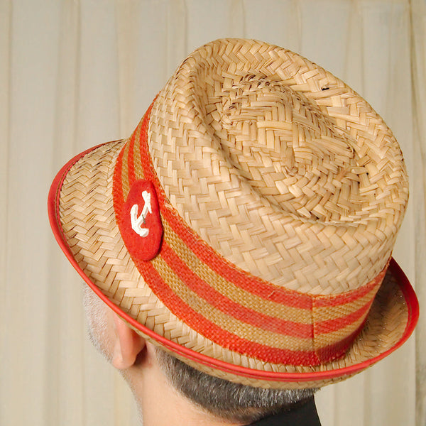 Vintage 1950s Straw Anchor Hat Cats Like Us