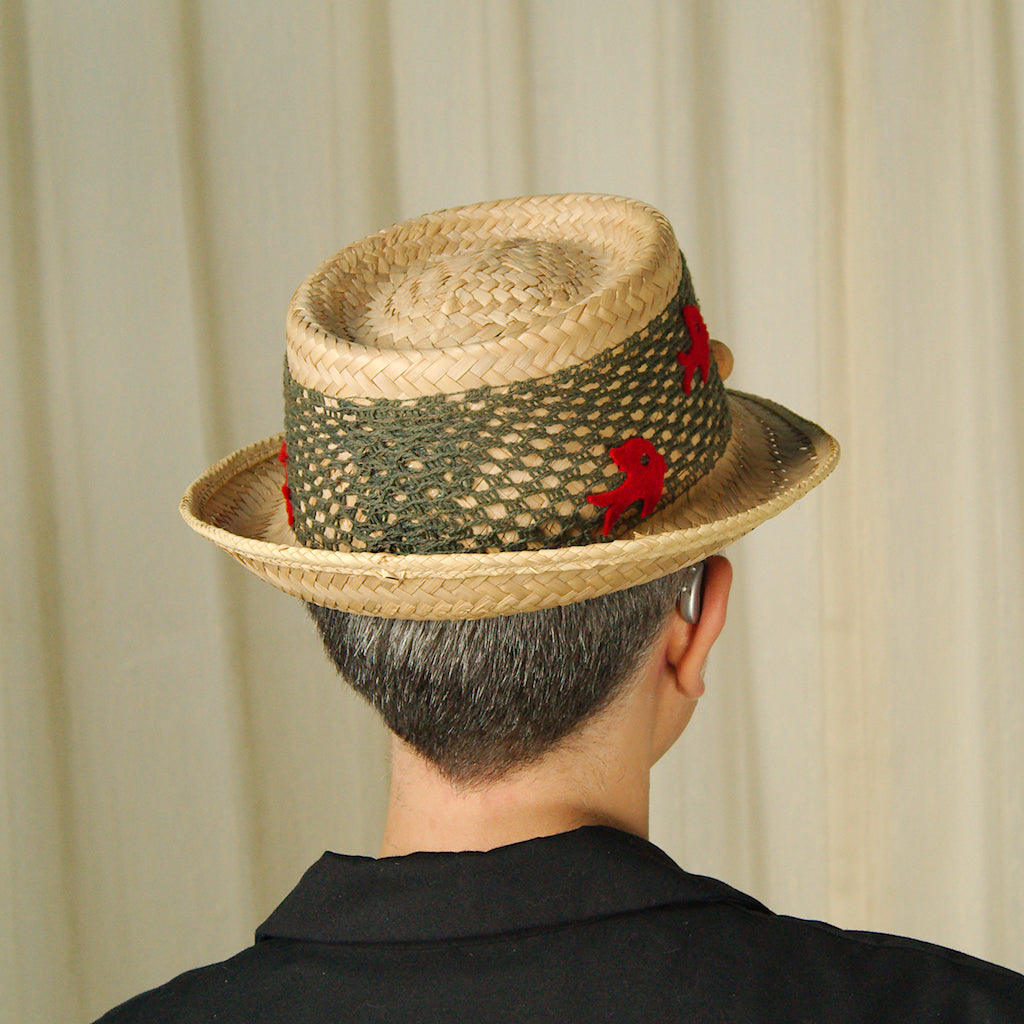 Vintage Rare Straw Fishing Hat VINTAGE 60 main image 2