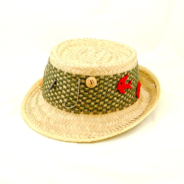 Vintage 1950s Straw Fishing Novelty Hat Cats Like Us