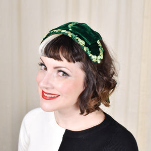 Vintage 1960s Emerald Green Velvet Hat Cats Like Us