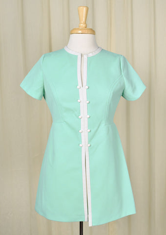 Vintage 1960s Handmade Aqua Tunic Top Cats Like Us