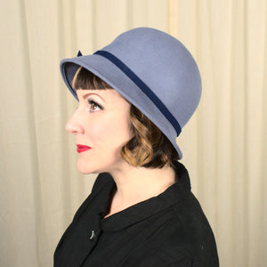 Vintage 1970s does 1920s Steel Blue Hat Cats Like Us