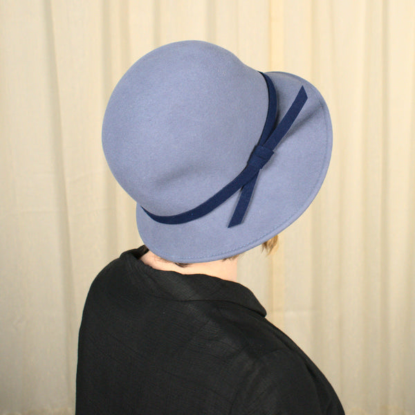 Vintage 1970s does 1920s Steel Blue Hat Cats Like Us