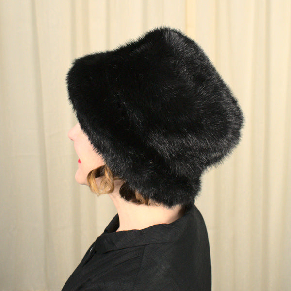Vintage 90s does 1960s Black Fur Hat Cats Like Us