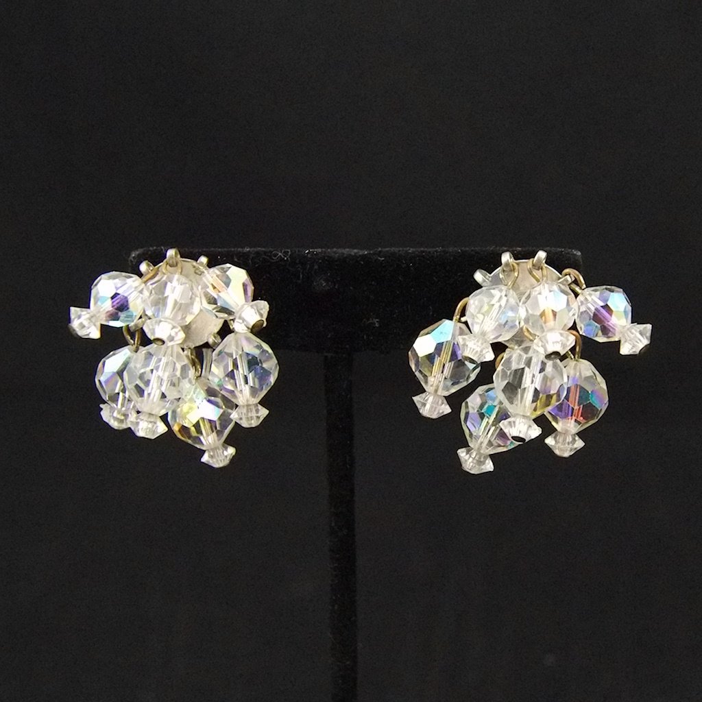 Vintage Aurora Borealis Bead Earrings Cats Like Us