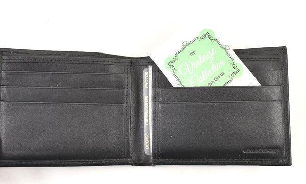Vintage Black Leather Billfold Wallet Cats Like Us