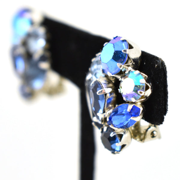 Vintage Blue Aurora Borealis Earrings Cats Like Us