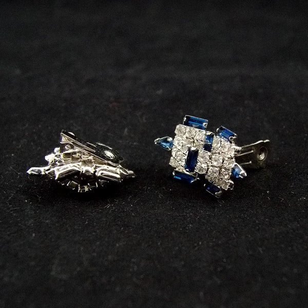 Vintage Blue Rhinestone 3D Earrings Cats Like Us