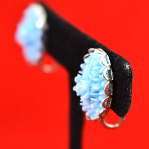 Vintage Blue Rose Oval Earrings Cats Like Us