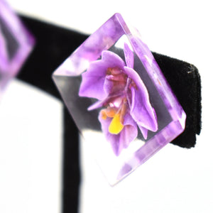Vintage Carved Lucite Iris Earrings Cats Like Us