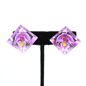 Vintage Carved Lucite Iris Earrings Cats Like Us