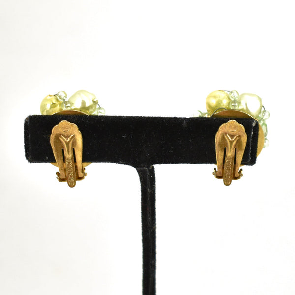 Vintage Chartreuse Bead Cluster Earring Cats Like Us