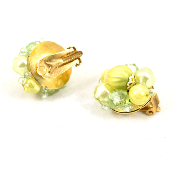 Vintage Chartreuse Bead Cluster Earring Cats Like Us