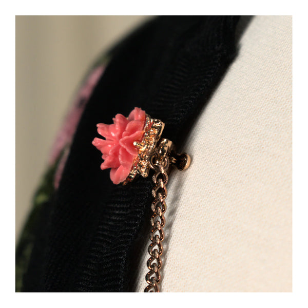Vintage Coral Rose Sweater Clips Cats Like Us