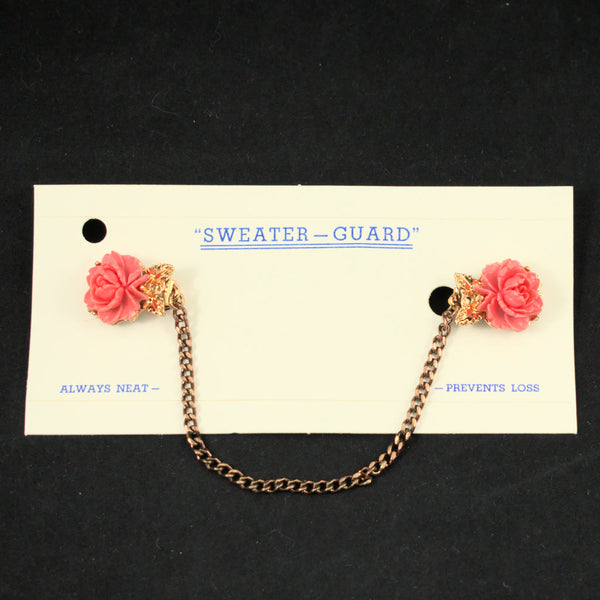 Vintage Coral Rose Sweater Clips Cats Like Us