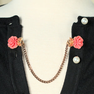Vintage Coral Rose Sweater Clips Cats Like Us