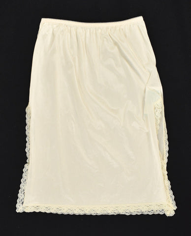 Vintage Cream High Slit Half Slip W24-34 Cats Like Us