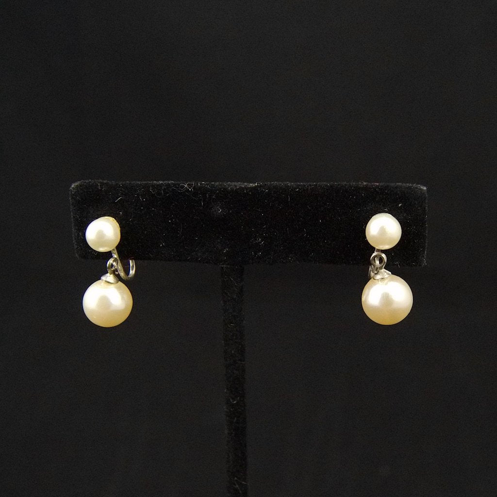 Vintage Dangling Pearl Earrings Cats Like Us