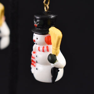 Vintage Dangling Snowman Earrings Cats Like Us