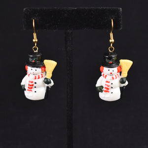 Vintage Dangling Snowman Earrings Cats Like Us