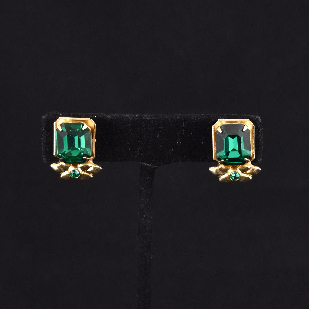 Vintage Emerald Cut Coro Earrings Cats Like Us