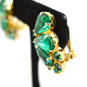 Vintage Emerald Rhinestone Earrings Cats Like Us