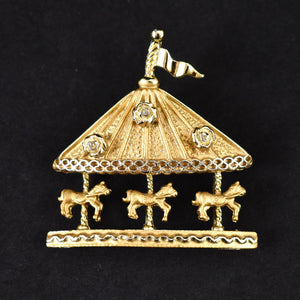 Vintage Gold Carousel Brooch Cats Like Us