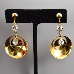 Vintage Gold Dangling Circle Earrings Cats Like Us