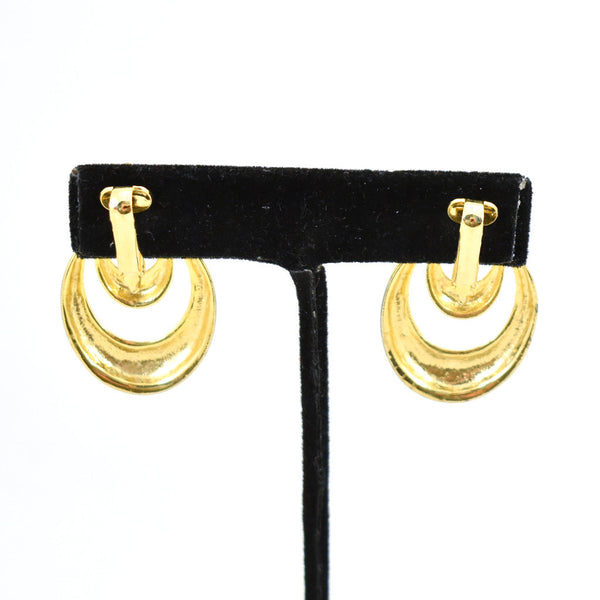 Vintage Gold Oval Door Knocker Earrings Cats Like Us