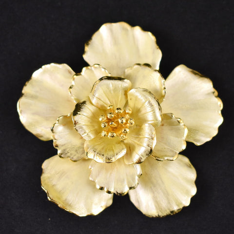Vintage Gold Painted Flower Brooch Cats Like Us