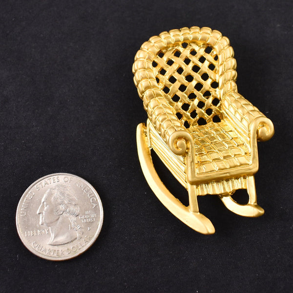Vintage Gold Wicker Rocking Chair Pin Cats Like Us