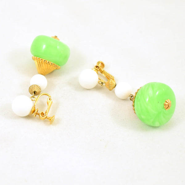 Vintage Green Bead Danging Earrings Cats Like Us