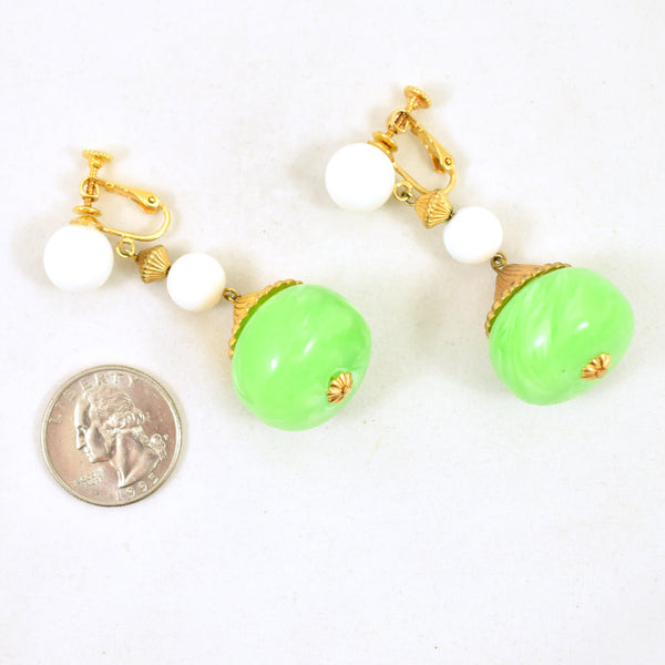 Vintage Green Bead Danging Earrings Cats Like Us
