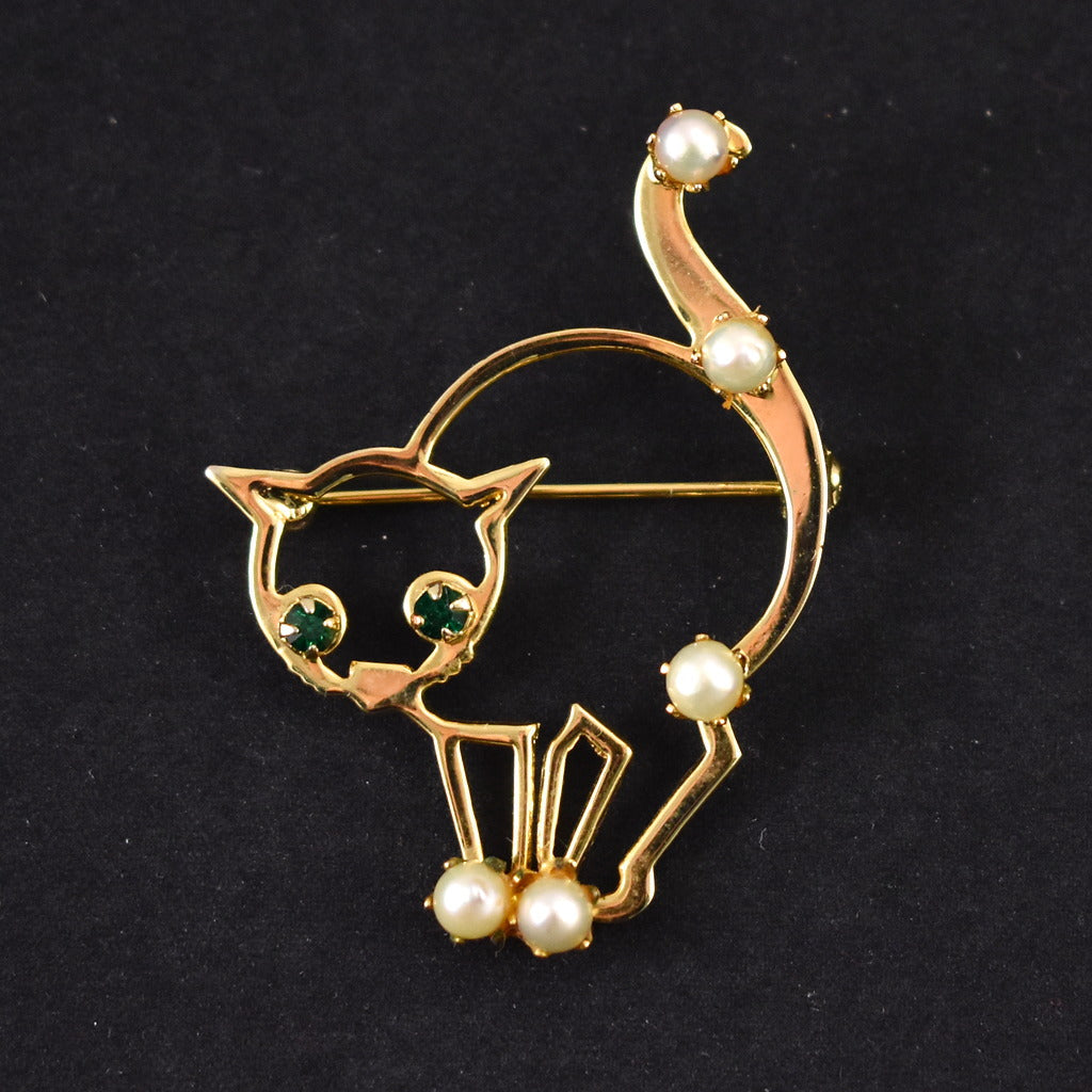 Vintage Green Eyed Kitty Cat Brooch Cats Like Us