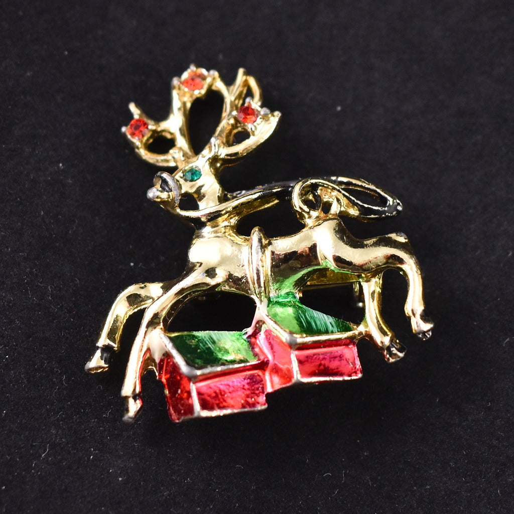 Vintage Leaping Deer Holiday Brooch Cats Like Us