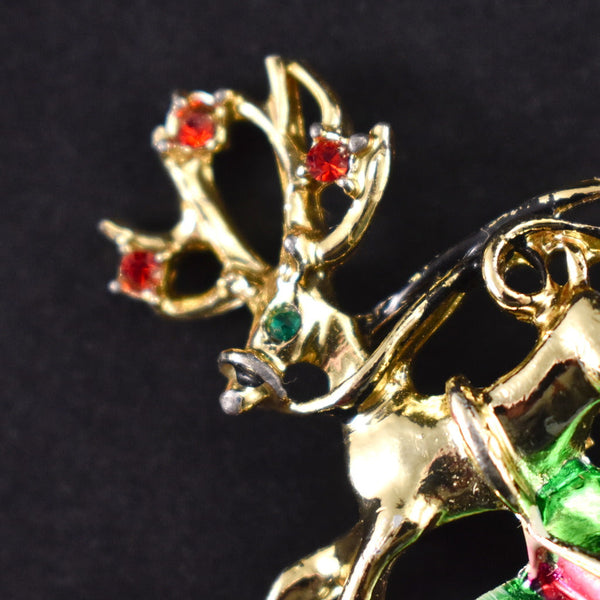 Vintage Leaping Deer Holiday Brooch Cats Like Us
