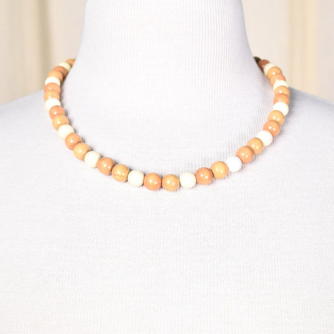 Vintage Lightweight Wood Bead Necklace Cats Like Us